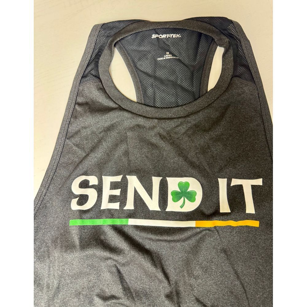 Sporttek Send It Irish Shamrock Athletic Tank Top Workout Gym Performance Tank M - Picture 5 of 5